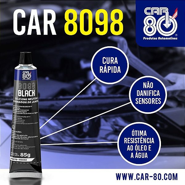 Silicone Acético Alta Temperatura CAR 80 - 8098 BLACK - PRETO