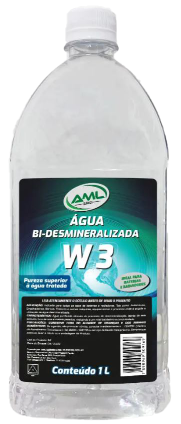 ÁGUA BI DESMINERALIZADA - W3 - AML QUIMICA - ( 12 X 1 LITRO )