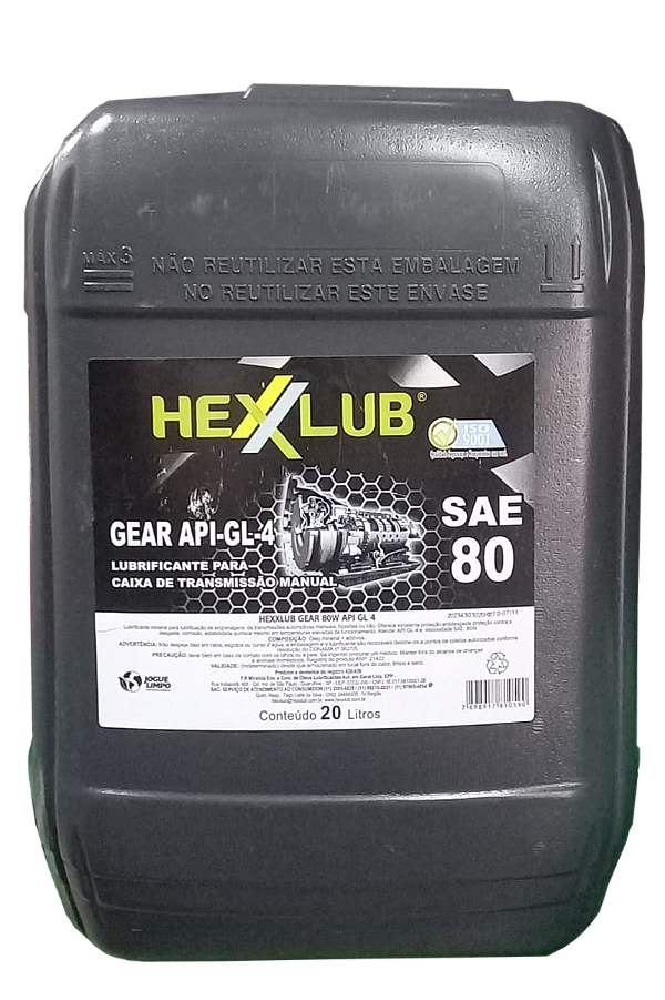 HEXXLUB - GEAR SAE 80W - API GL4 - MINERAL - ( Balde 20 Lts )