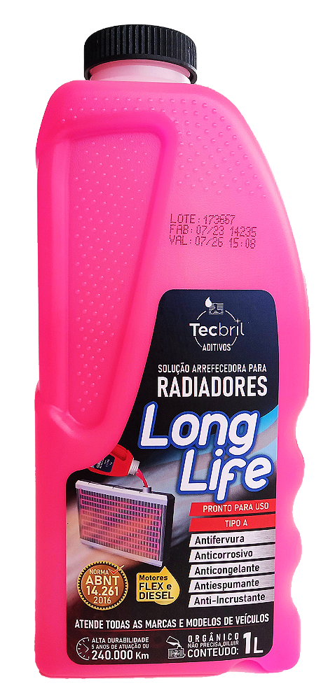 Aditivo Radiador Tecbril Pronto Uso Long Life Orgânico - Rosa - 1 Litro