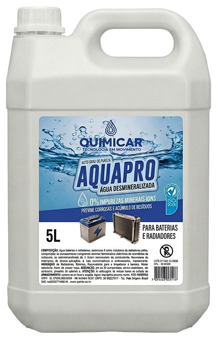 Água Desmineralizada "AQUAPRO" - Galão 5 litros