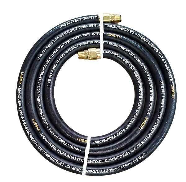 Mangueira LUBMIX 3/4" trama de aço para combustível ( TERMINAIS EM LATÃO )