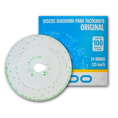 Disco Tacógrafo Diário VDO 125 Km/h ( Divisões: 20 x 20 Km/h ) - Homologado