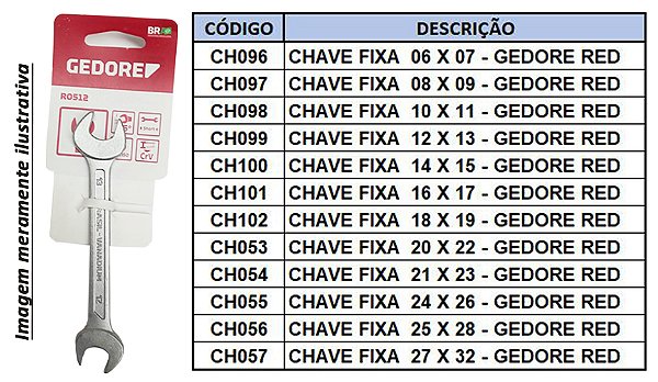 Chave Fixa 12 x 13 mm - GEDORE RED