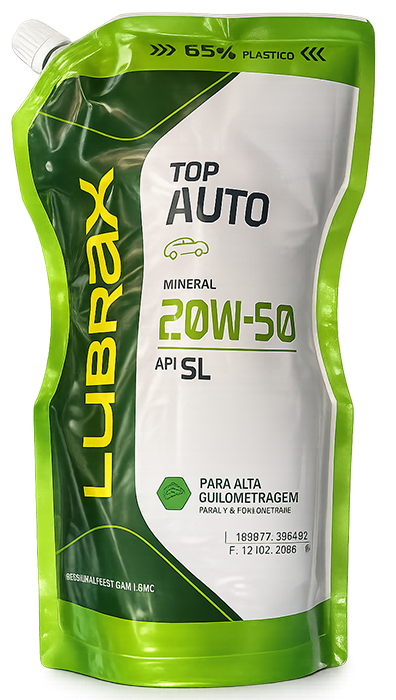LUBRAX TOP AUTO SL 20W50 MINERAL - EMBALAGEM FLEXIVEL