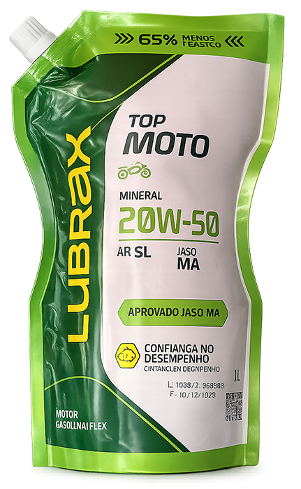 LUBRAX TOP MOTO 4T SL 20W-50 - JASO MA - EMBALAGEM FLEXIVEL