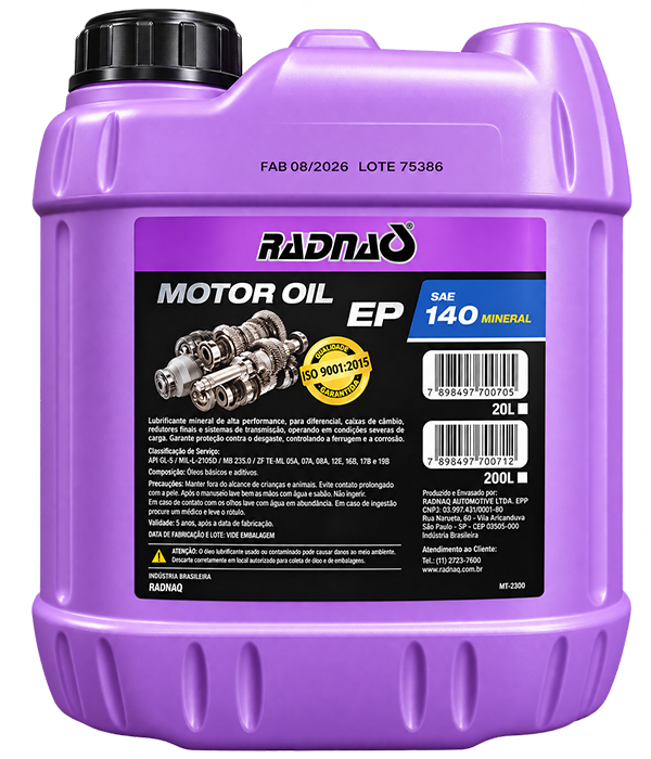 RADNAQ CÂMBIO EP 140W - API GL5 - MINERAL - BALDE 20 LTS