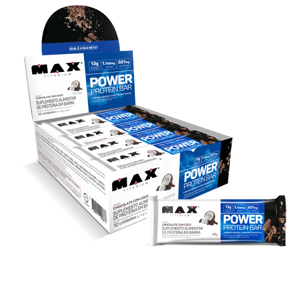 BARRA POWER DARK CHOCOLATE C/ COCO 12 UN DE 41G MAX TITANIUM