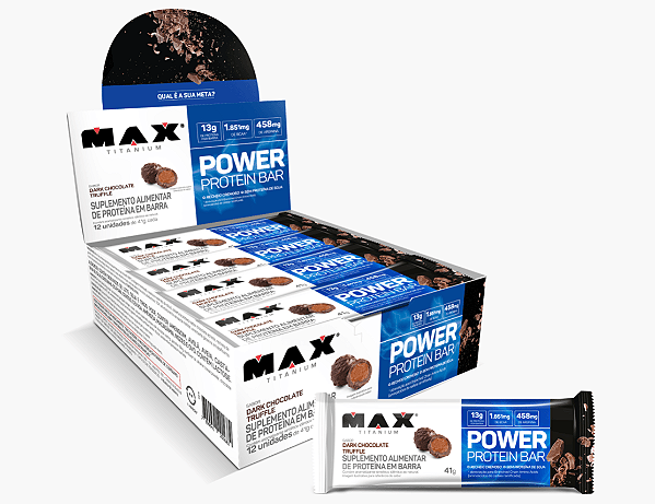 BARRA POWER DARK CHOCOLATE TRUFFLE 12 UN DE 41G MAX TITANIUM