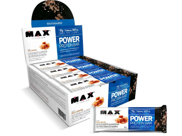 BARRA POWER PROTEIN CRISP CARAMELO 12 UN 44 G MAX TITANIUM