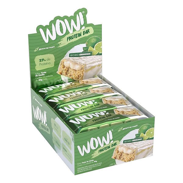 WOW PROTEIN BAR DISPLAY C/12 UNIDADES 40 G TORTA DE LIMAO BODY ACTION