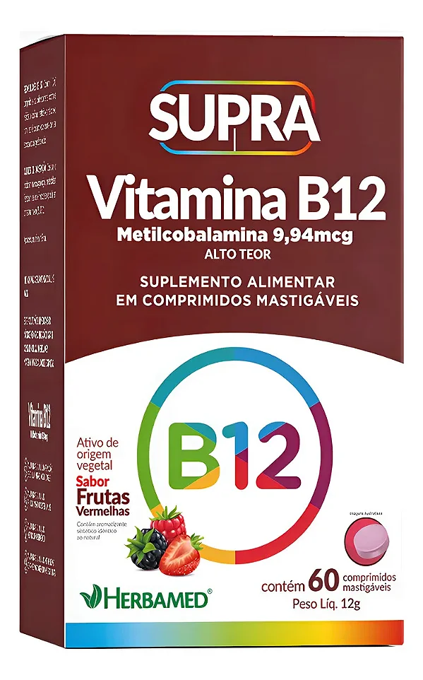 VITAMINA B12 SUPRA 60 CAPS MASTIGÁVEIS - HERBAMED