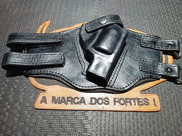 Coldre Tornozelo  Revolver RT605 (357) e RT85S ( com alça de retenção ) Couro Puro