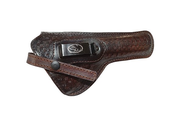 Coldre Revolver 38/357, "6" ou "6,5" ( 6,7 e 8 tiros ) Edição Luxo, Com Alça de retenção da arma*