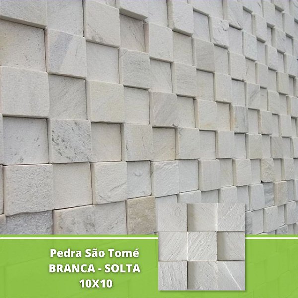 Mosaico de Pedra São Tomé Branca 10x10 - Revestimentos Ponta de Estoque