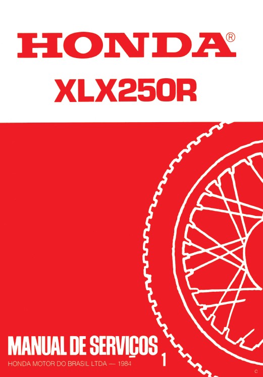 Manual De Serviço Honda XLX 250 R 1984 Dupla Carburação Em Português
