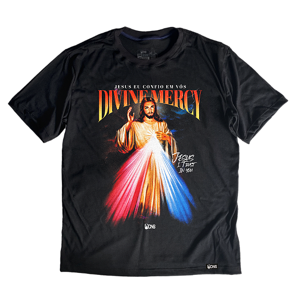 Camiseta Oversized usedons Jesus Misericordioso - Preto ref 3184