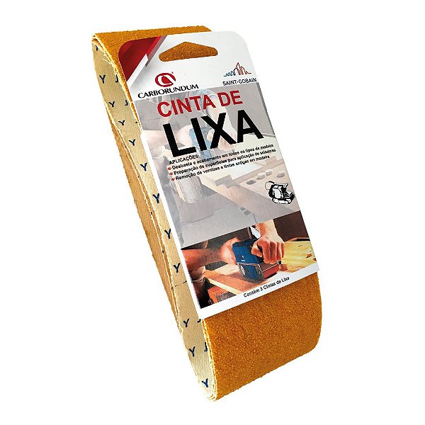 Caixa com 10 Kit Cinta de Lixa Estreita Carbomapan CAR34 Pano Amarela Grão 60 457 x 75 mm