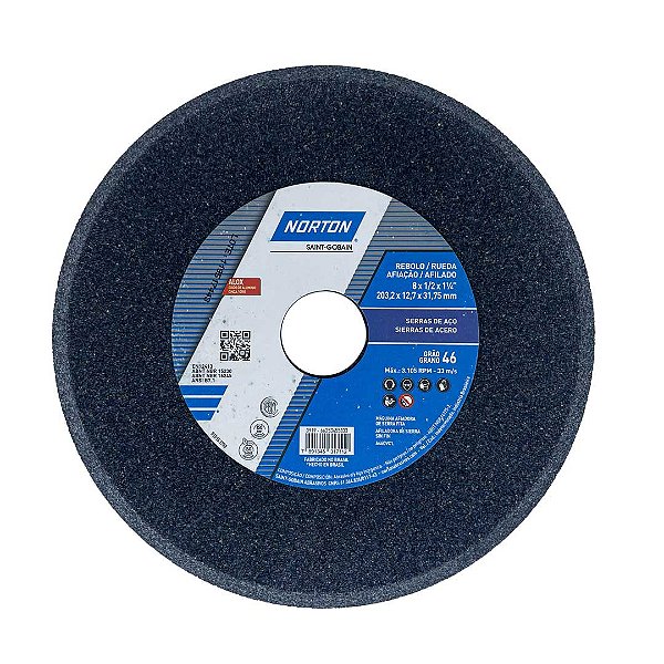 Rebolo Afiação de Serras Óxido de Alumínio Cinza Chanfrado 203,20 x 12,70 x 31,75 mm A46O5VC1