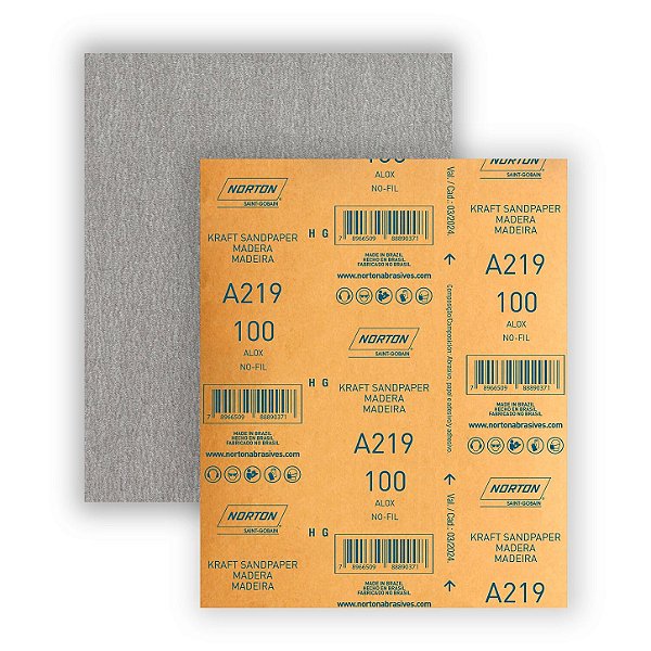 Folha de Lixa No-Fil A219 Grão 100 - 225 x 275 mm