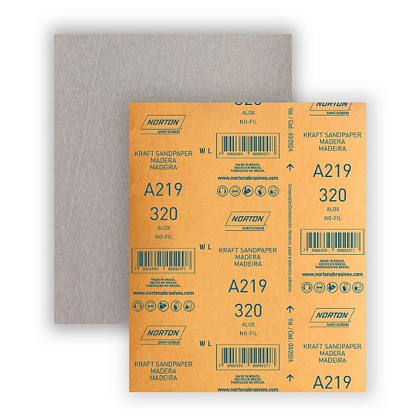 Folha de Lixa No-Fil A219 Grão 320 - 225 x 275 mm