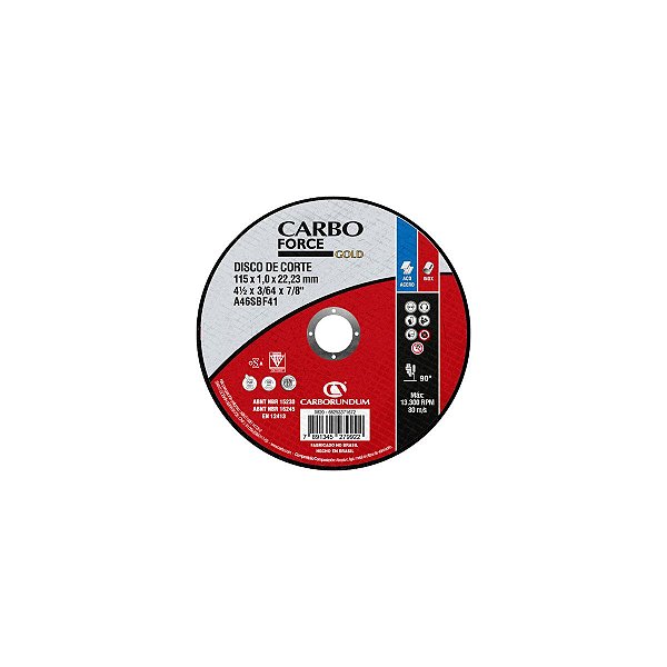 Disco de Corte Fino Carboforce 115 x 1,0 x 22,23 mm