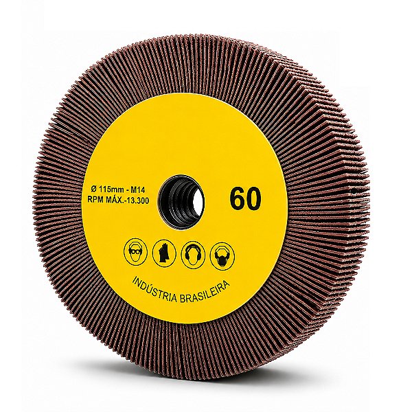 Roda de Lixa Flap PG Polikontour PK com Rosca M14 Óxido de Alumínio Grão 60 - 115 x 20 mm