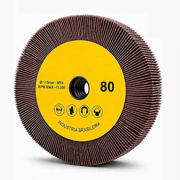 Roda de Lixa Flap PG Polikontour PK com Rosca M14 Óxido de Alumínio Grão 80 - 115 x 20 mm