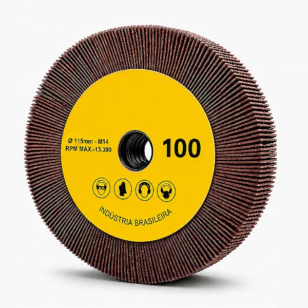 Roda de Lixa Flap PG Polikontour PK com Rosca M14 Óxido de Alumínio Grão 100 - 115 x 20 mm