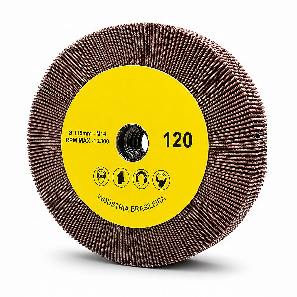 Roda de Lixa Flap PG Polikontour PK com Rosca M14 Óxido de Alumínio Grão 120 - 115 x 20 mm