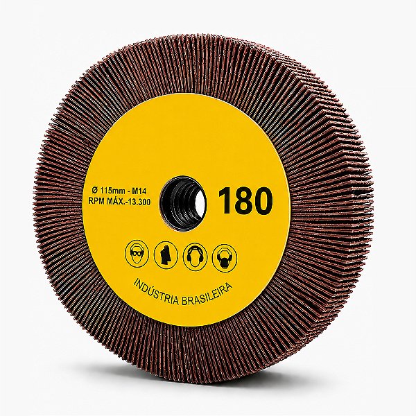 Roda de Lixa Flap PG Polikontour PK com Rosca M14 Óxido de Alumínio Grão 180 - 115 x 20 mm