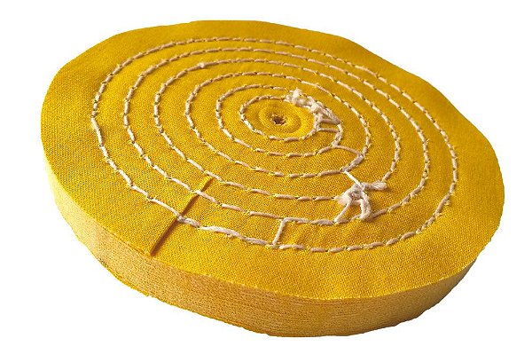 Disco de Polimento Costurado Algodão Amarelo - 150 mm