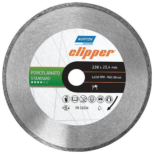 Disco de Corte Clipper Porcelanato Diamantado Standard 230 x 25,4 mm