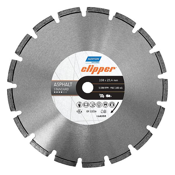 Disco de Corte Clipper Segmentado Diamantado Asfalto Asphalt Classic 350 x 25,4 mm