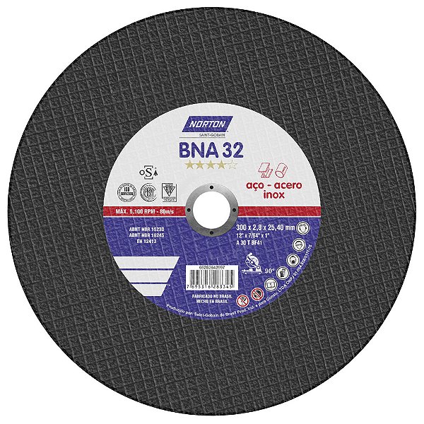 Caixa com 10 Disco de Corte BNA32 Azul 300 x 2,8 x 25,4 mm