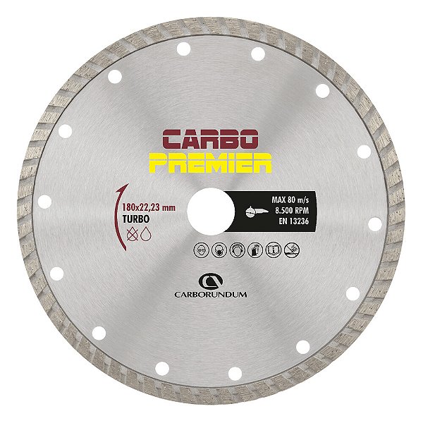 Caixa com 5 Disco de Corte Carbo Premier Diamantado Turbo 180 x 22,23 mm