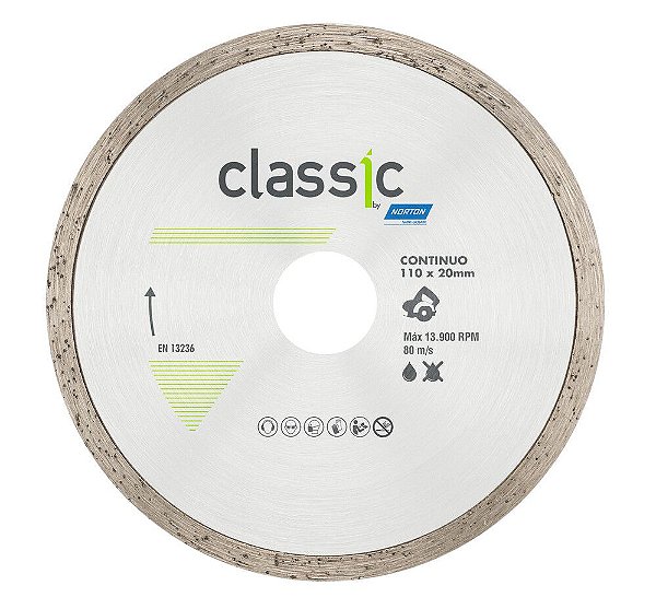 Caixa com 10 Disco de Corte Classic Contínuo Diamantado 110 x 20 mm