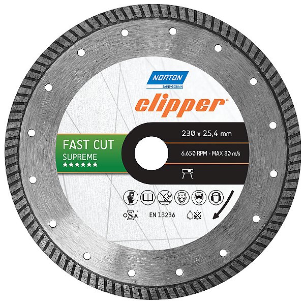 Caixa com 3 Disco de Corte Clipper FastCut Diamantado Supreme 230 x 25,4 mm
