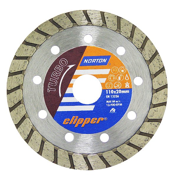 Caixa com 10 Disco de Corte Clipper Turbo Diamantado 110 x 10 x 20 mm