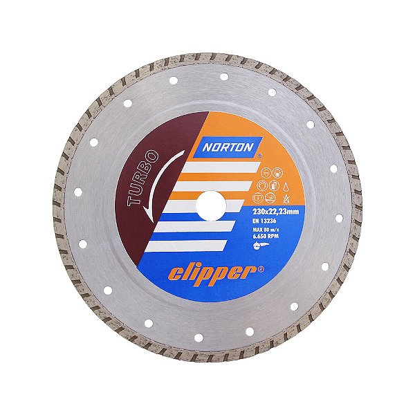 Caixa com 5 Disco de Corte Clipper Turbo Diamantado 230 x 8 x 22,23 mm