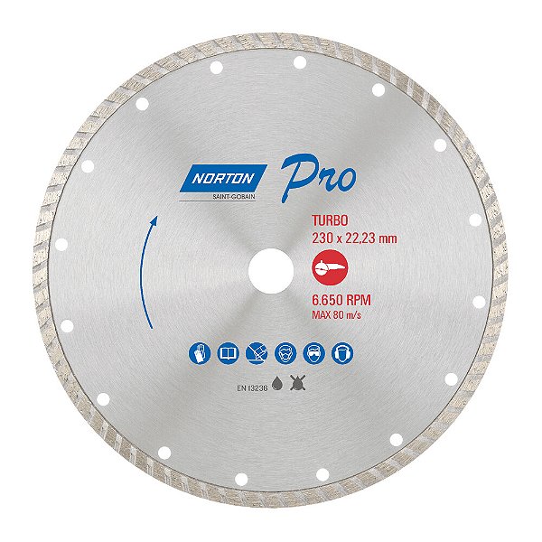 Caixa com 5 Disco de Corte Pro Turbo Diamantado 230 x 22,23 mm