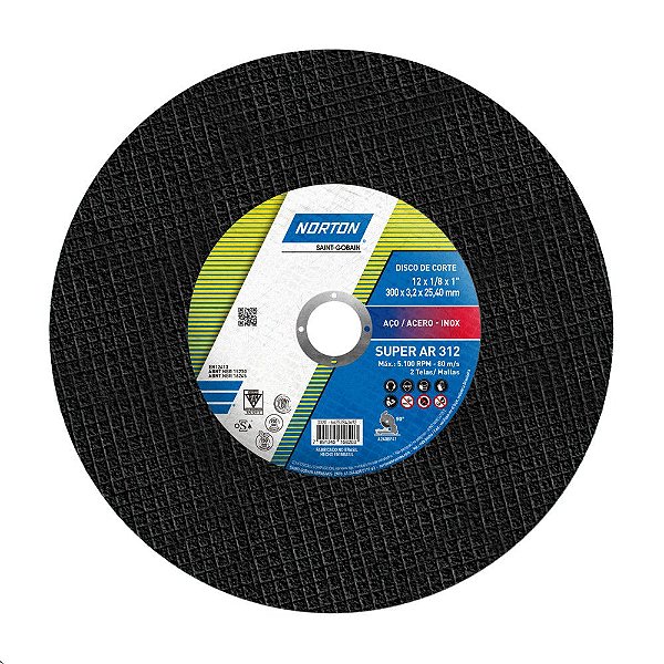 Caixa com 10 Disco de Corte Super Aços AR312 300 x 3,2 x 25,40 mm