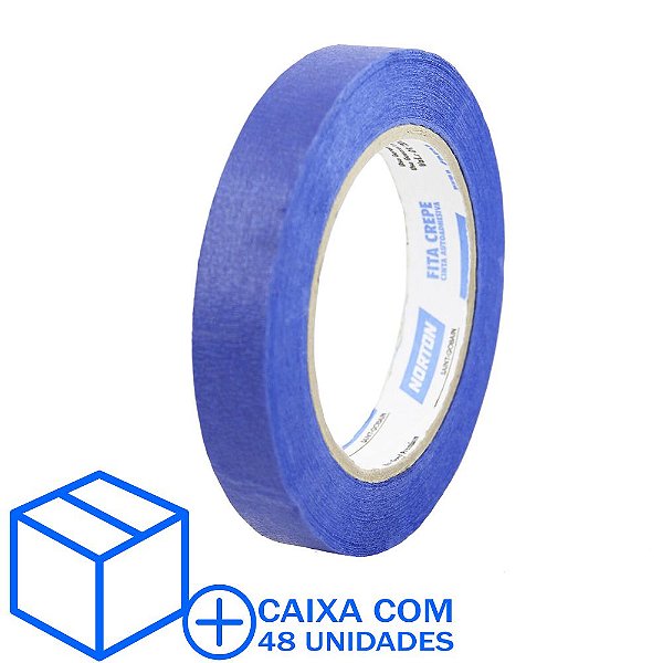 Caixa com 48 Fita Crepe Uso Geral Premium Azul 18 x 50 m