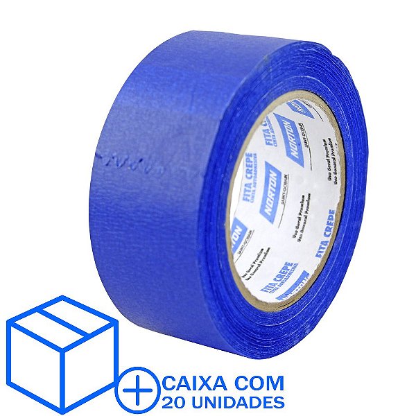 Caixa com 20 Fita Crepe Uso Geral Premium Azul 48 x 50 m