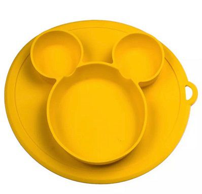Prato Mickey de  Silicone C/ Divisória e sucção