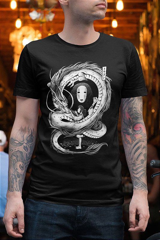 Camiseta Preta A viagem de Chihiro 100% Algodão