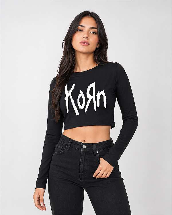 Korn - Cropped Manga Longa