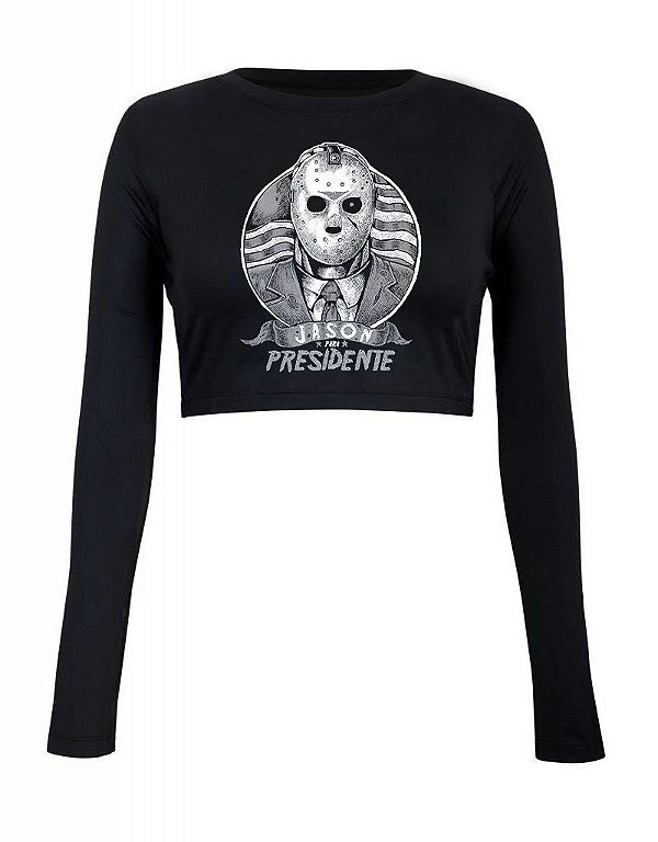 Jason para presidente - Cropped Manga Longa