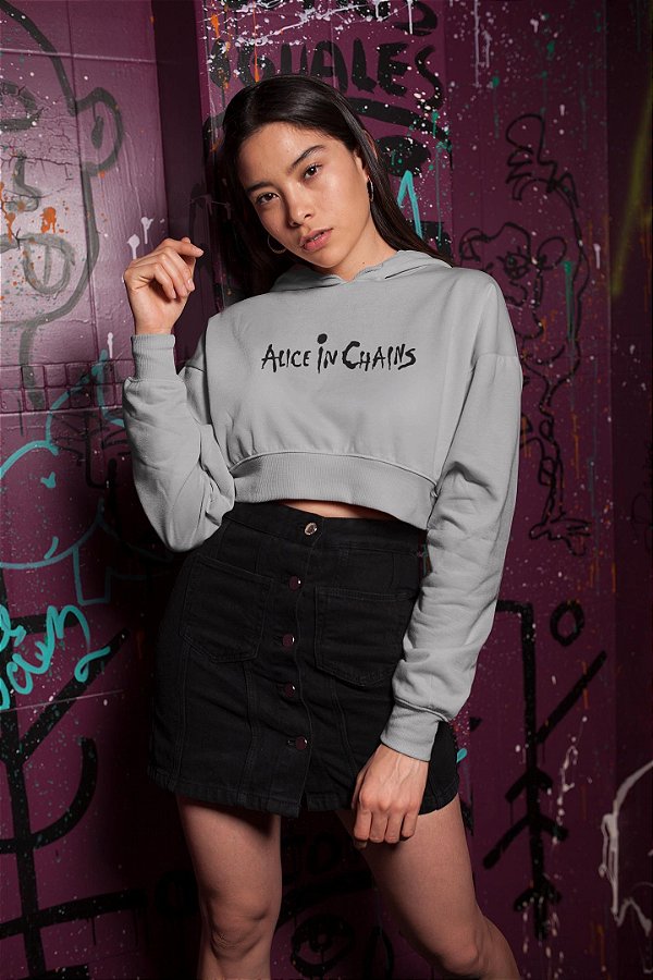 Alice in Chains - Cropped Moletom Manga Longa