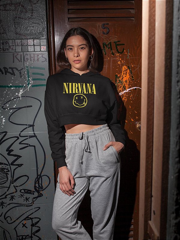 Nirvana - Cropped Moletom Manga Longa